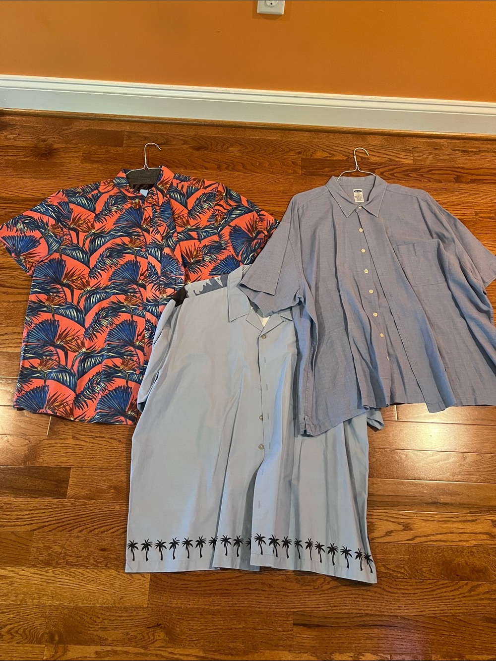 Three Amplify and Old NavyMen's Casual Shirt - Cuba, Coral & Navy Tropical Print